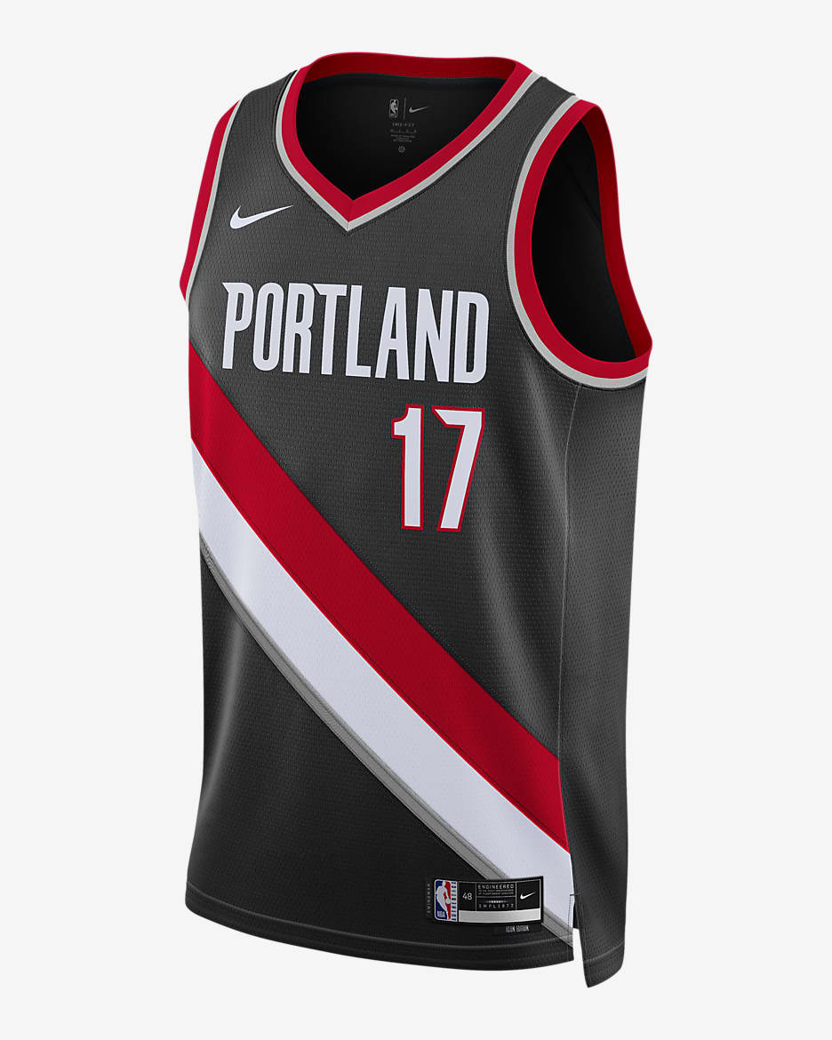 Nike Portland Trail Blazers sold Icon Edition Shorts in Black/White